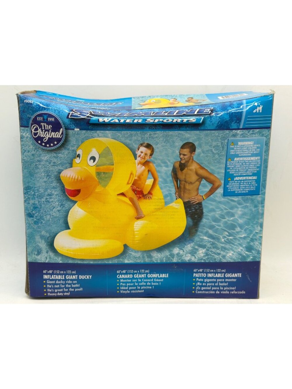 Inflatable Giant Ducky Pool Float 60"x48" Heavy Duty Vinyl Swimline Water Sports